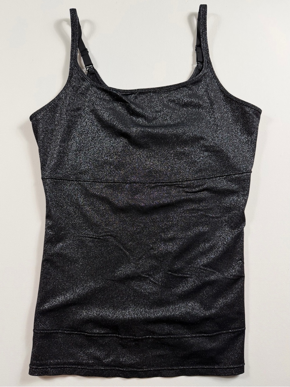 Flexees Maidenform Black Metallic Shimmer Shapewear Cami XL Y2K Going Out Top